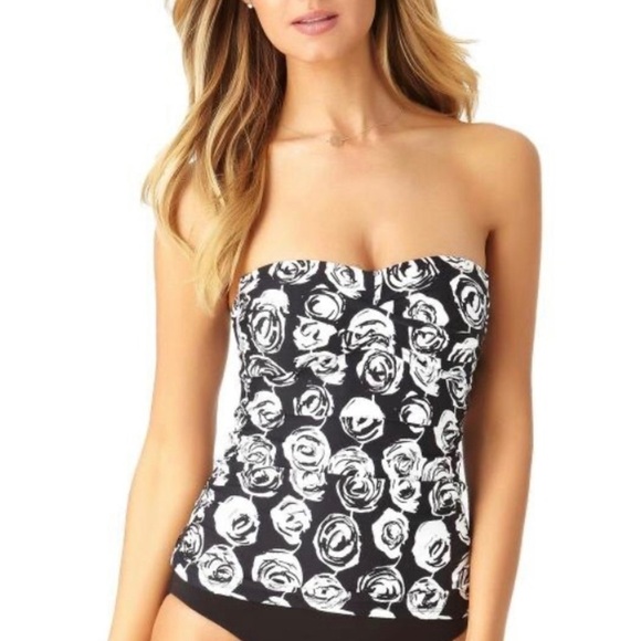 Anne Cole Other - NWT Anne Cole Coming Up Roses Strapless or Halter Tankini Swim Top XS